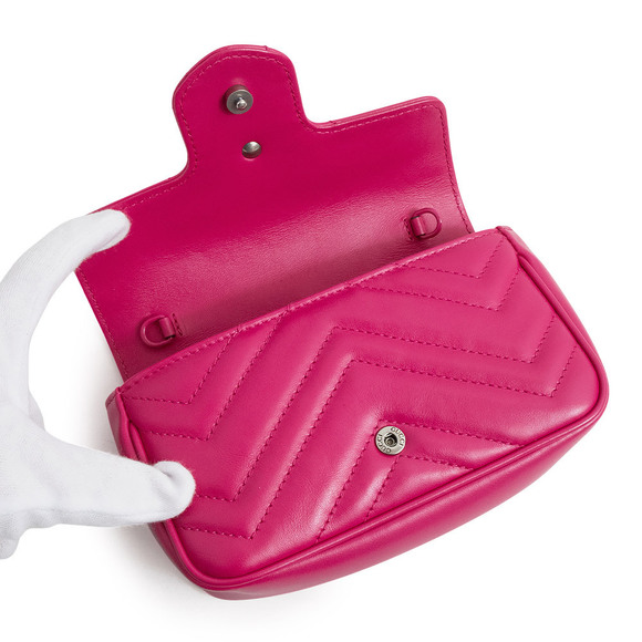 Gucci GG Marmont Chain Belt Waist Bag 2way Crossbody Chevron Pink - Picture 3 of 12